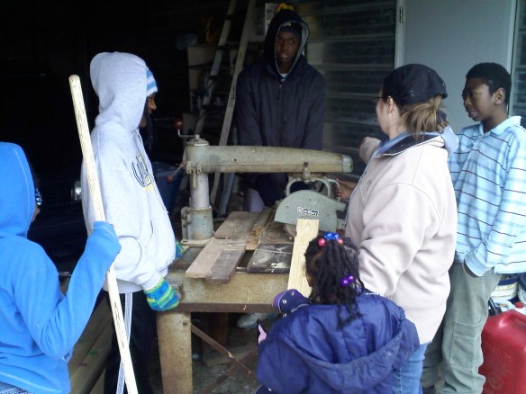 My wife helps to instruct on saw usage while I'm working on the frames